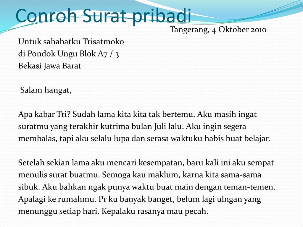 Detail Surat Pribadi Bahasa Indonesia Nomer 27