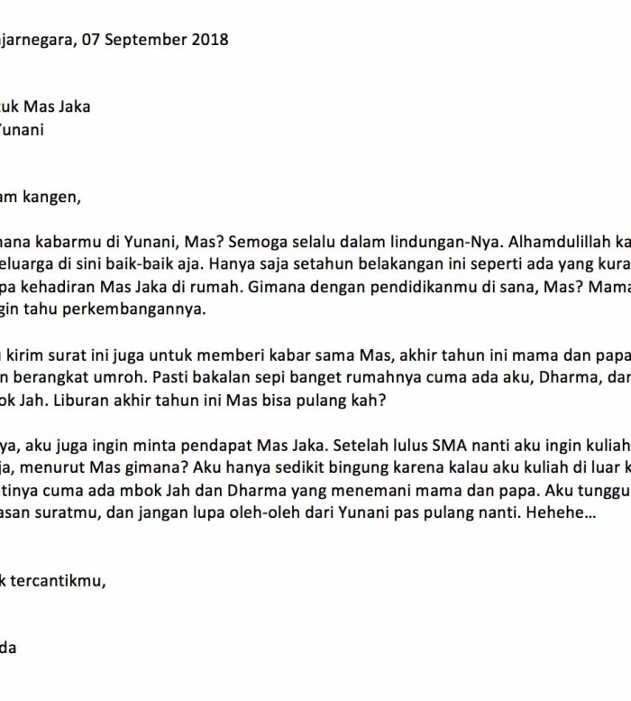 Detail Surat Pribadi Bahasa Inggris Untuk Kakak Nomer 22