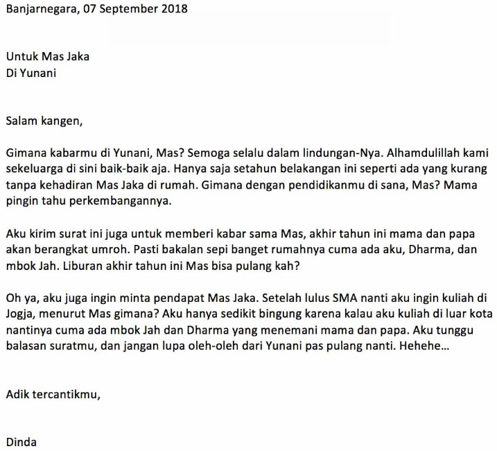 Detail Surat Pribadi Bahasa Inggris Untuk Kakak Nomer 48