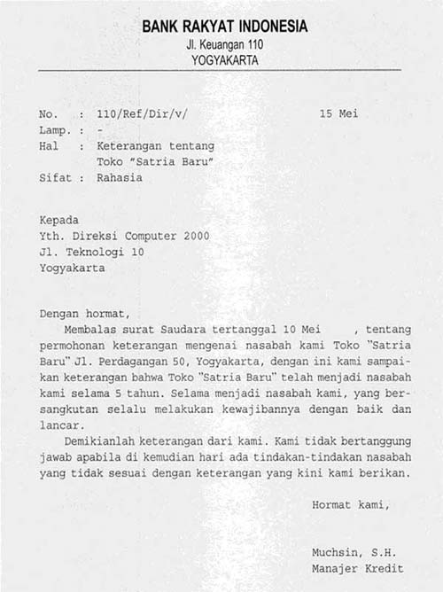 Detail Surat Referensi Bank Adalah Nomer 8