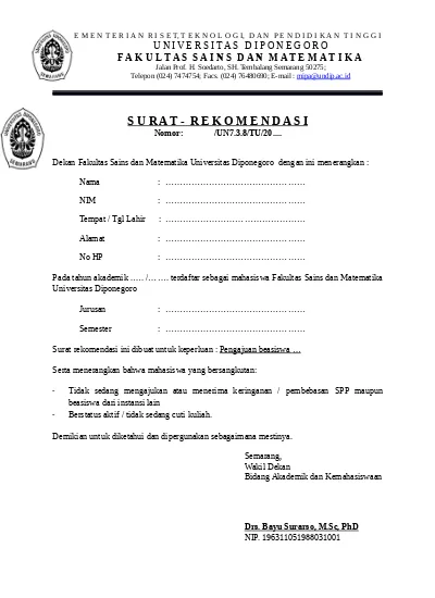 Detail Surat Rekomendasi Untuk Beasiswa Nomer 22