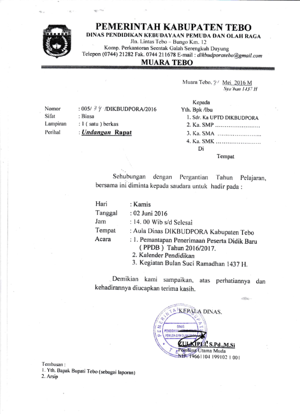 Detail Surat Resmi Undangan Rapat Nomer 19