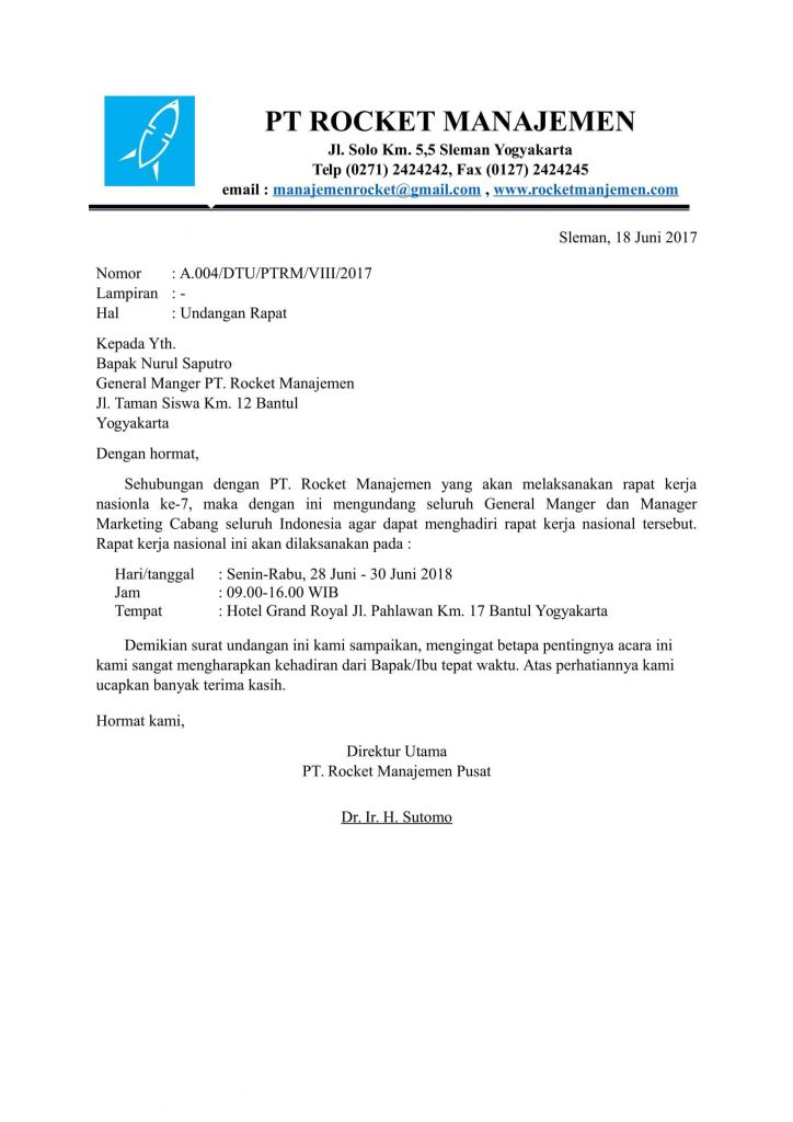 Detail Surat Resmi Undangan Rapat Nomer 29