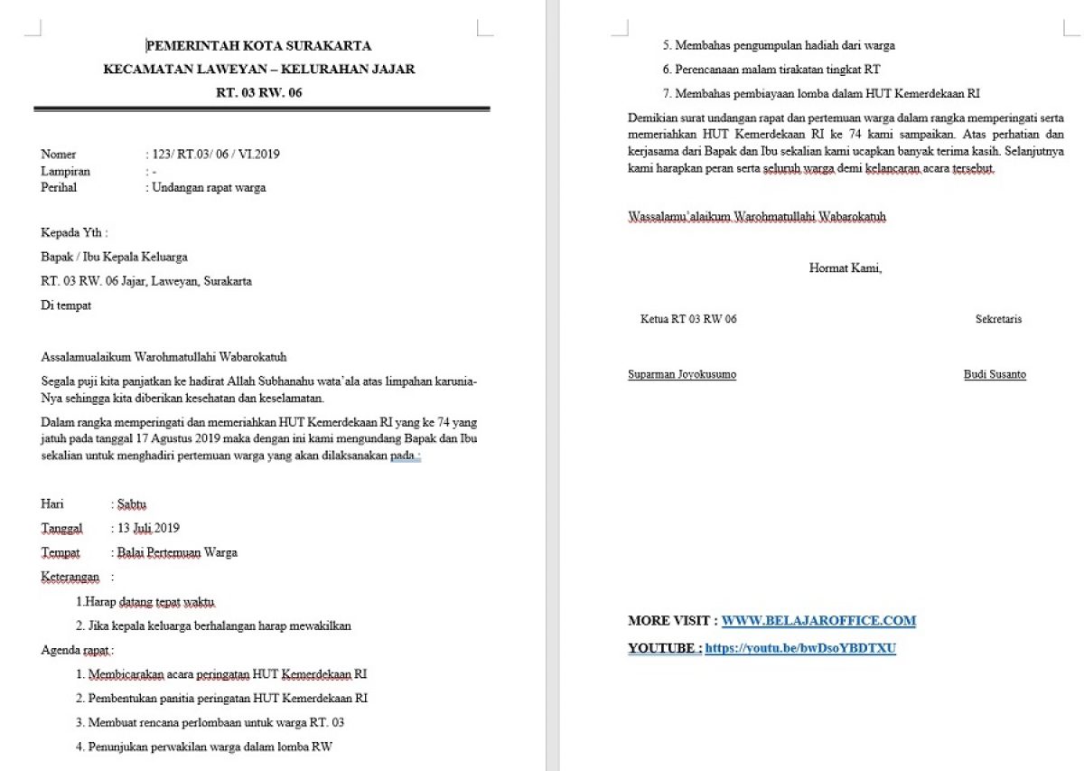 Detail Surat Resmi Undangan Rapat Nomer 37