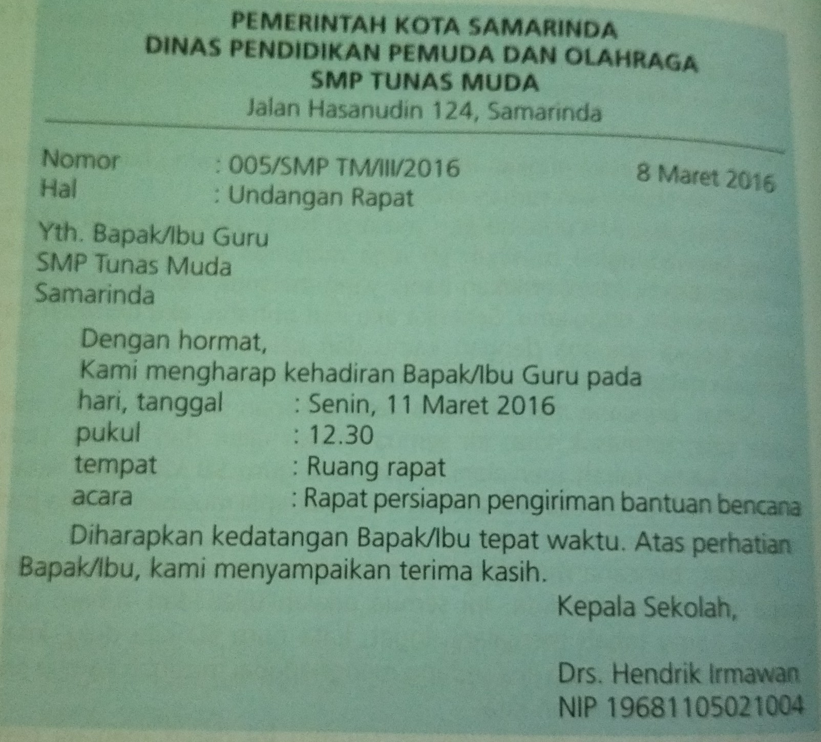 Detail Surat Resmi Undangan Rapat Nomer 39
