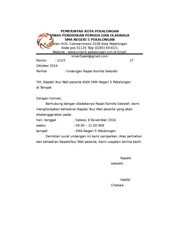 Detail Surat Resmi Undangan Rapat Nomer 47