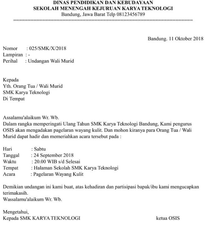 Detail Surat Resmi Undangan Rapat Nomer 50