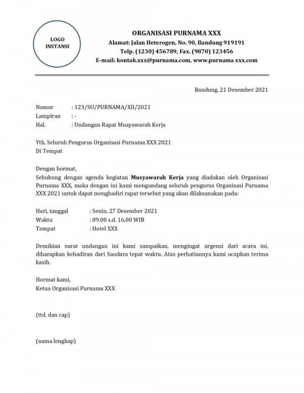 Detail Surat Resmi Undangan Rapat Nomer 51