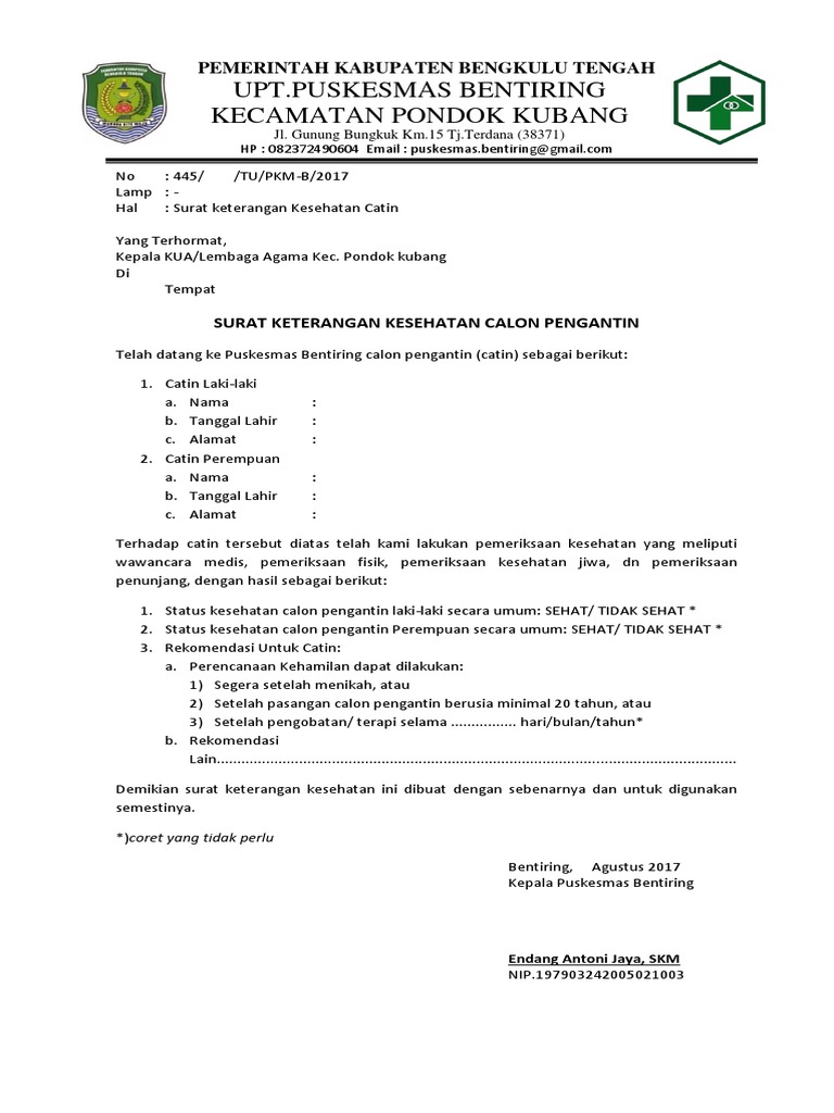 Detail Surat Sehat Untuk Menikah Nomer 11