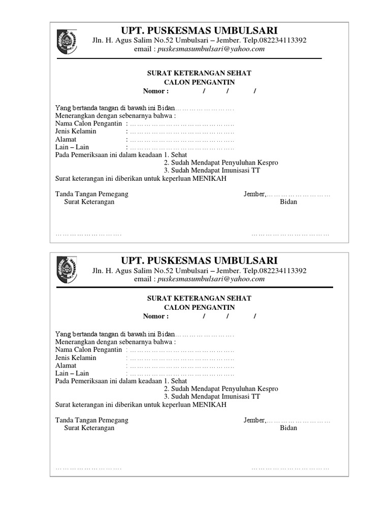 Detail Surat Sehat Untuk Menikah Nomer 20