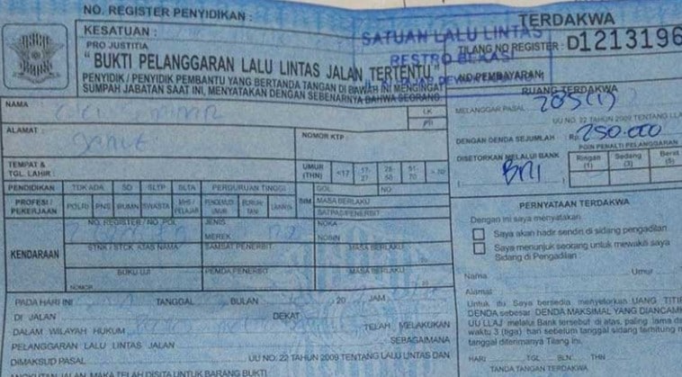 Detail Surat Tilang Biru Bayar Berapa Nomer 13