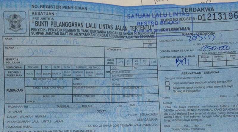 Detail Surat Tilang Biru Bayar Berapa Nomer 19