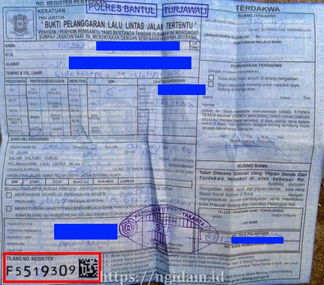 Detail Surat Tilang Biru Bayar Berapa Nomer 23