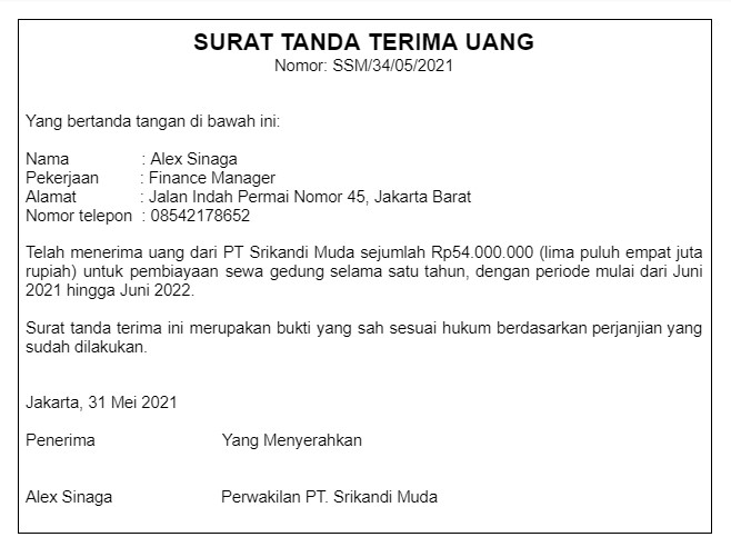 Detail Surat Titipan Uang Nomer 47