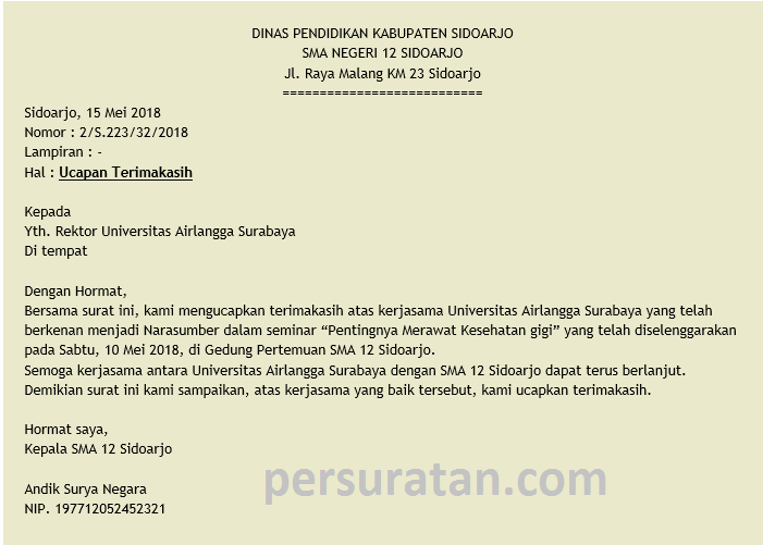 Detail Surat Ucapan Terima Kasih Nomer 4