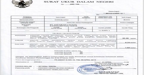 Detail Surat Ukur Kapal Nomer 8