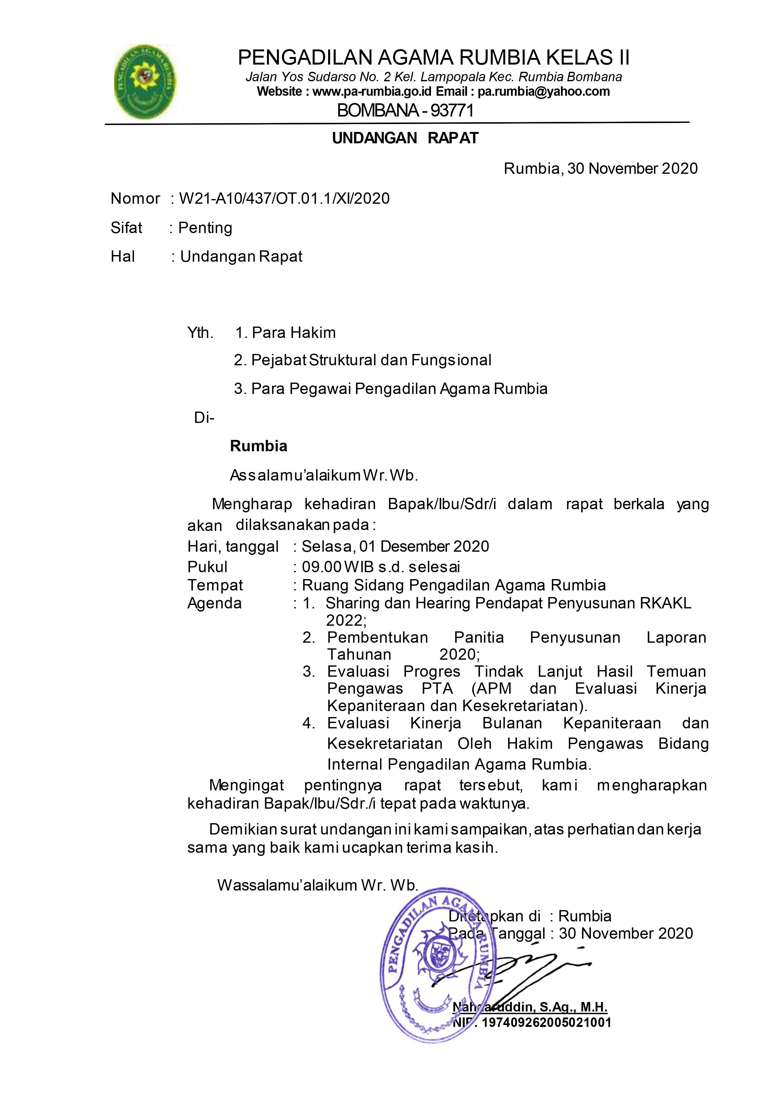 Detail Surat Undangan Rapat Resmi Nomer 11