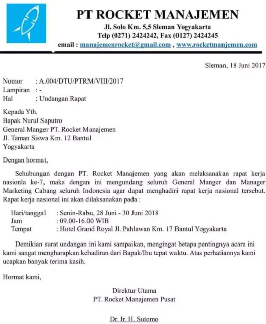 Detail Surat Undangan Rapat Resmi Nomer 3