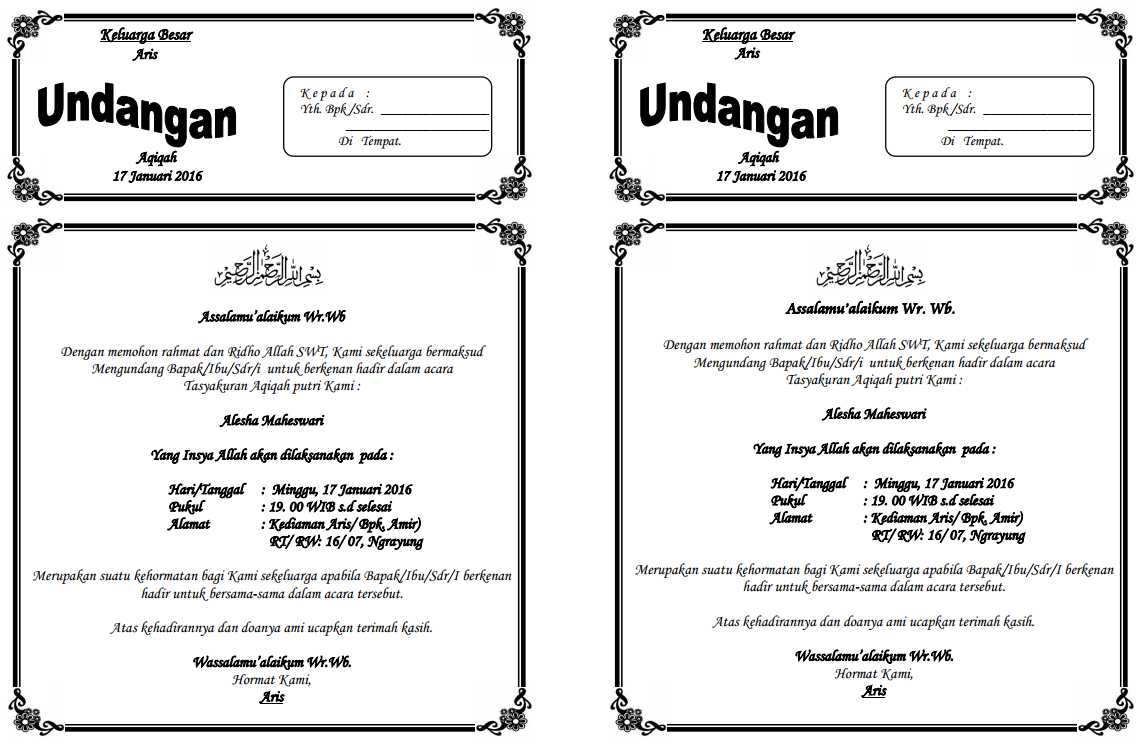 Detail Surat Untuk Aqiqah Nomer 11