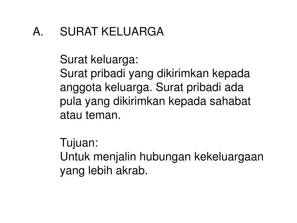 Detail Surat Untuk Keluarga Nomer 36