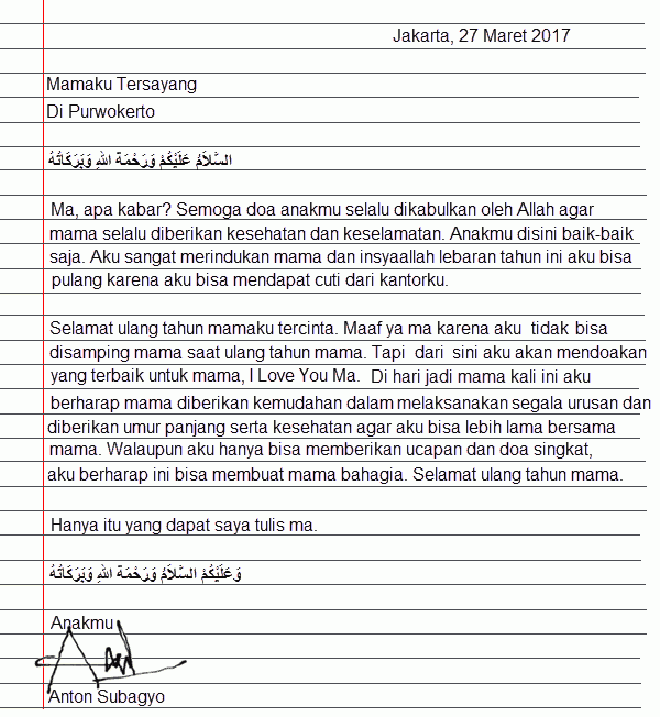 Detail Surat Untuk Orang Tua Singkat Nomer 3