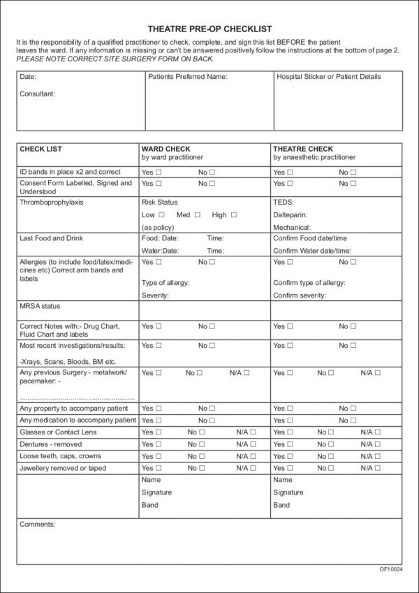 Detail Surgical Checklist Template Nomer 20