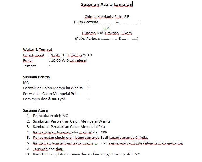 Detail Susunan Acara Lamaran Sederhana Di Rumah Nomer 12