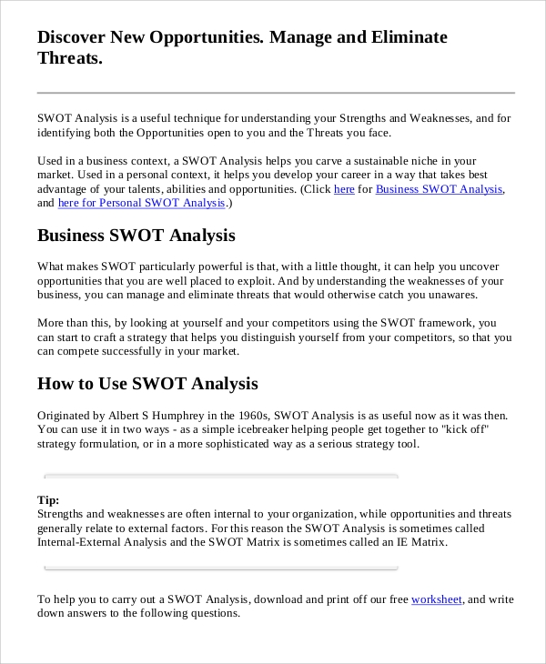 Detail Swot Analysis Report Template Nomer 24