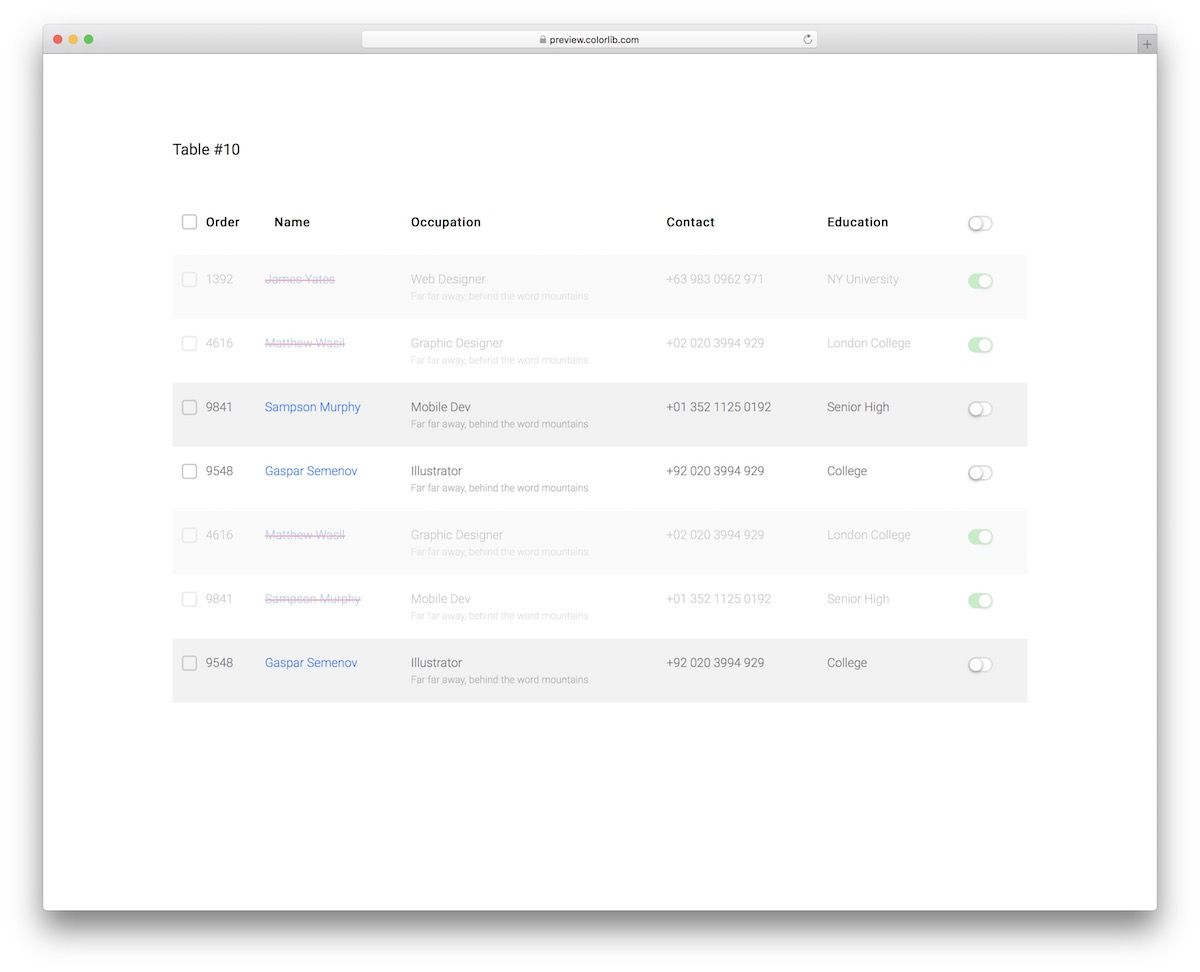 Detail Table Css Template Nomer 20
