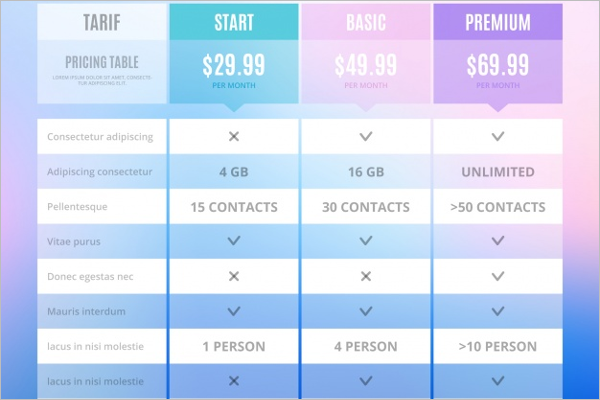 Detail Table Template Psd Nomer 23