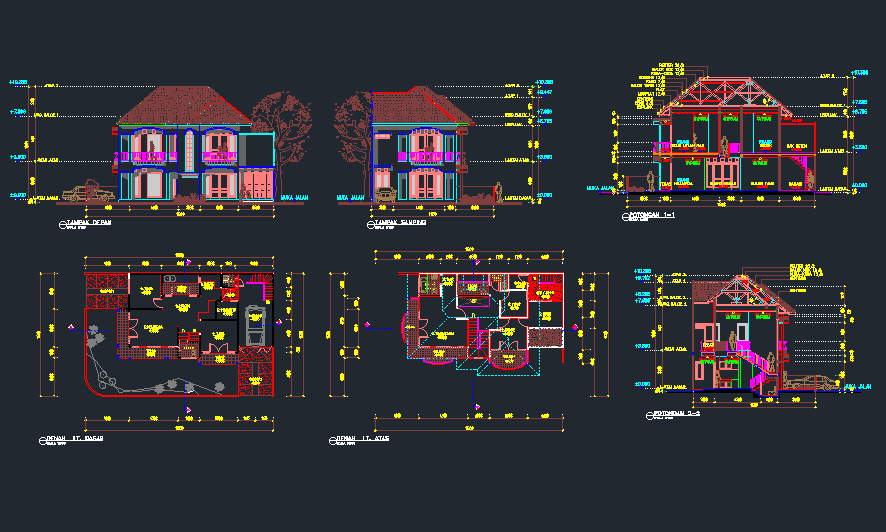 Detail Tampak Depan Gambar Rumah 2 Lantai Autocad Nomer 25