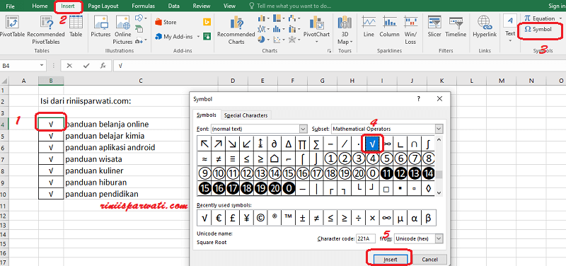Tanda Contreng Di Excel - KibrisPDR