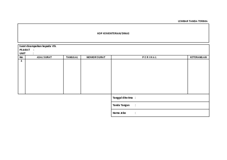 Detail Tanda Terima Surat Nomer 34