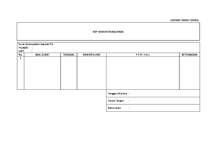 Detail Tanda Terima Surat Dinas Nomer 27