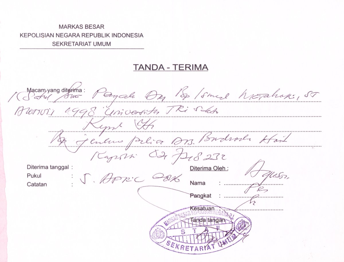 Detail Tanda Terima Surat Dinas Nomer 38