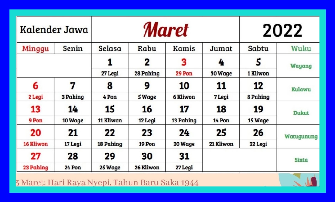 Detail Tanggal Bulan Maret Nomer 28