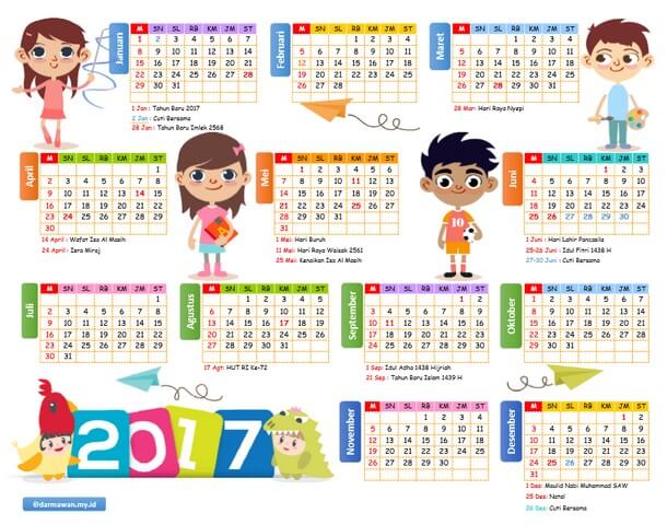 Detail Tanggal Kalender 2017 Nomer 12