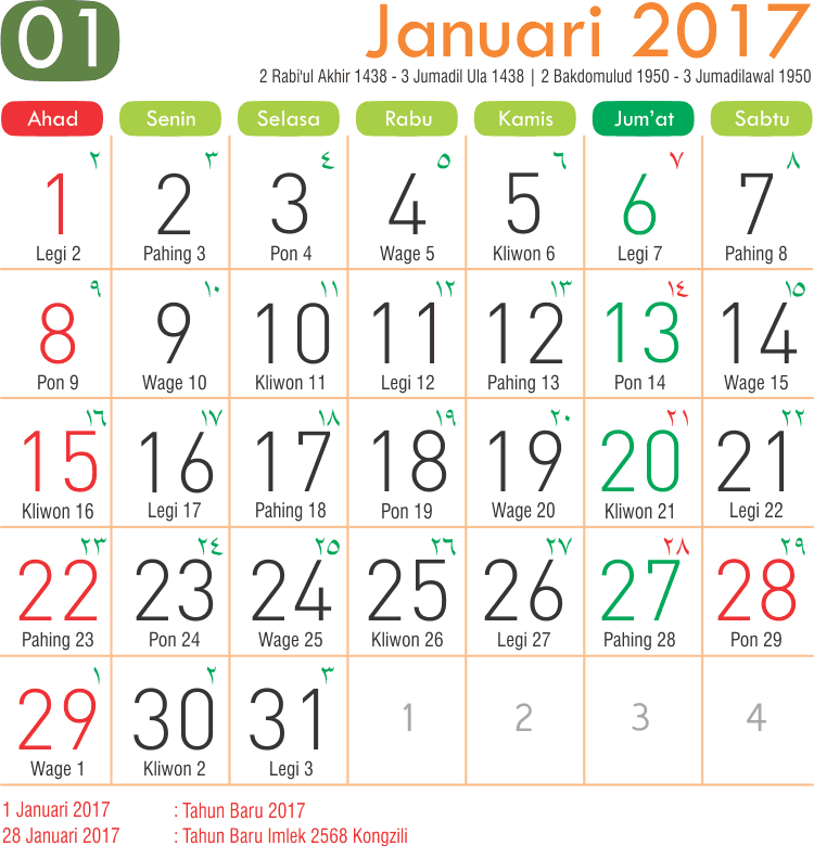 Detail Tanggal Kalender 2017 Nomer 22
