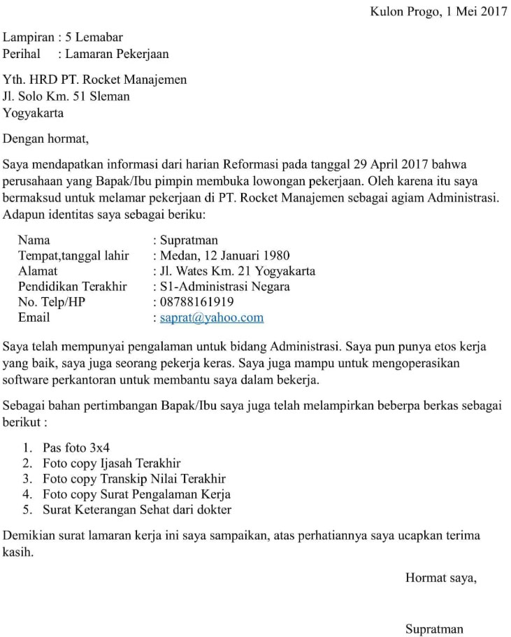 Detail Tanggal Surat Lamaran Kerja Nomer 18