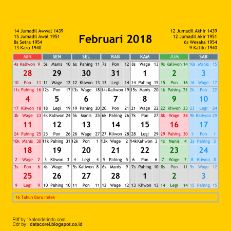 Detail Tanggalan Februari 2018 Nomer 13