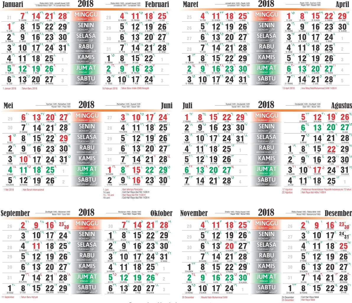 Detail Tanggalan Islam 2018 Nomer 18