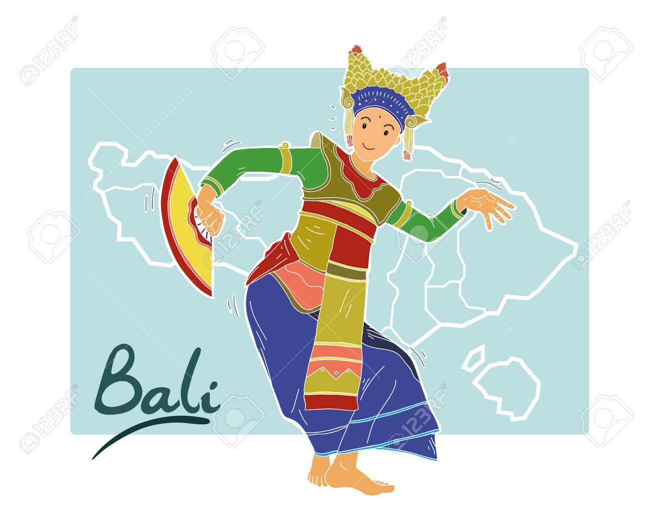 Detail Tari Bali Vector Nomer 18