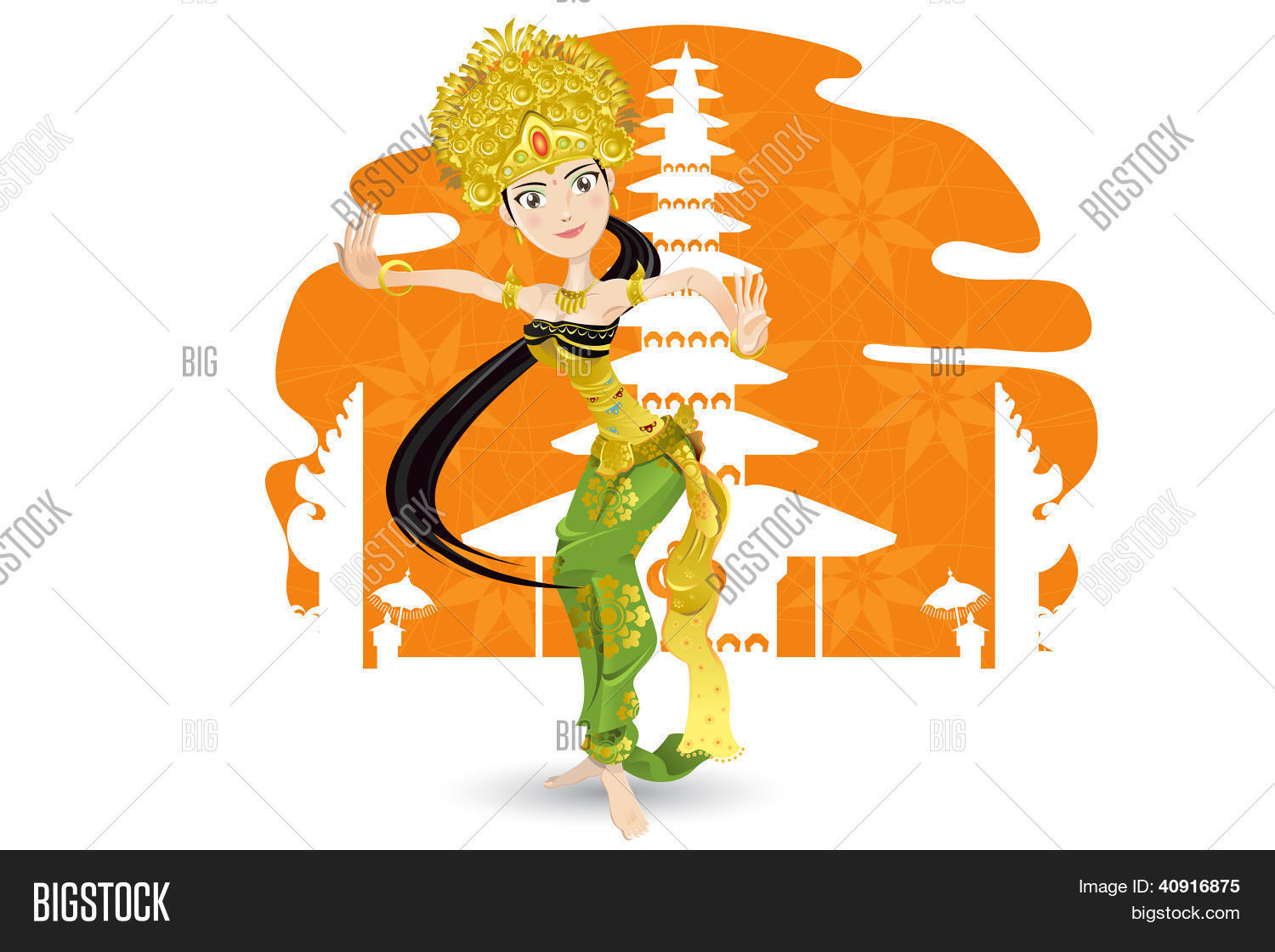 Detail Tari Bali Vector Nomer 3