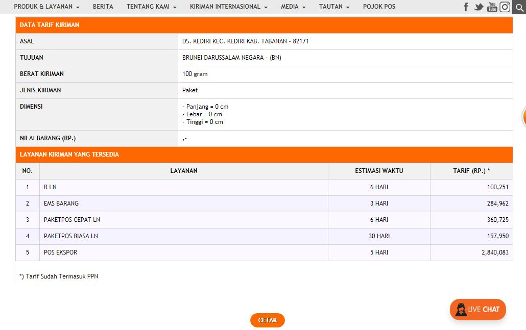 Detail Tarif Pos Ke Hongkong Nomer 10