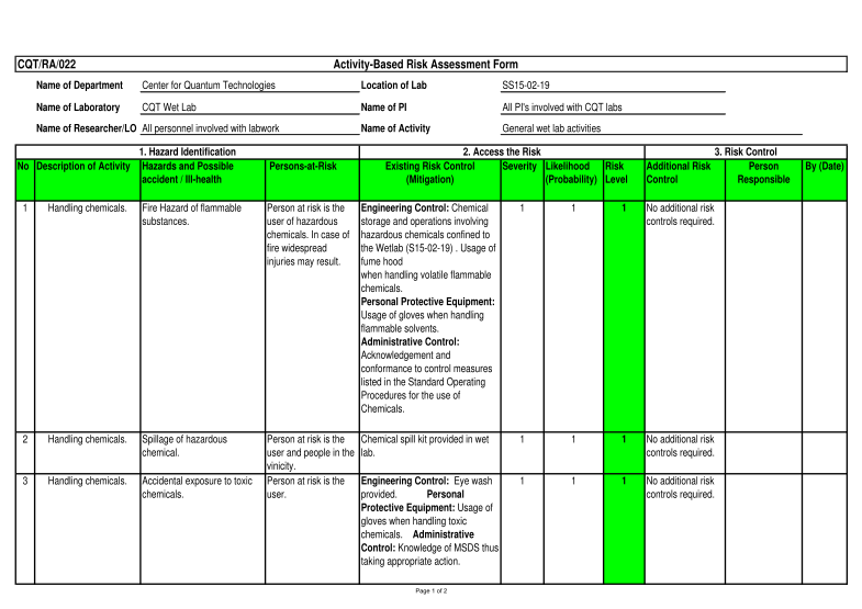 Detail Task Based Risk Assessment Template Nomer 18