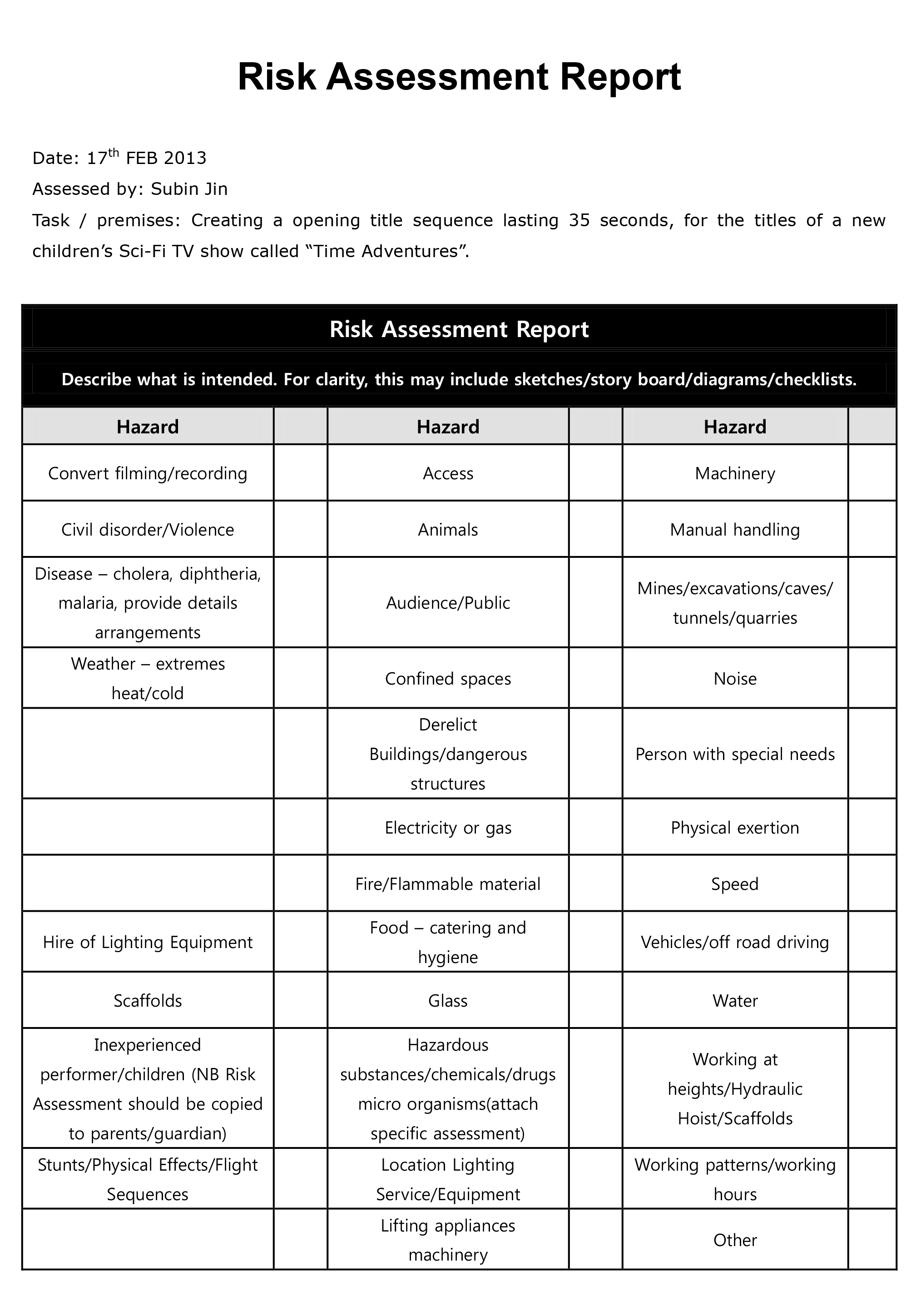 Detail Task Based Risk Assessment Template Nomer 43