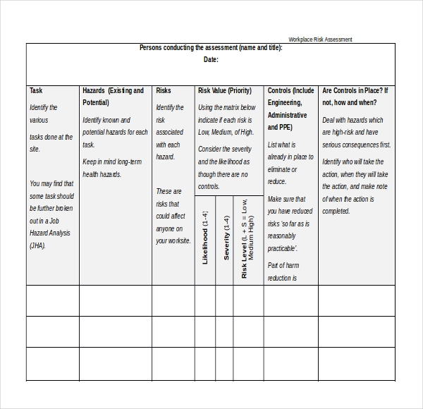 Detail Task Based Risk Assessment Template Nomer 52