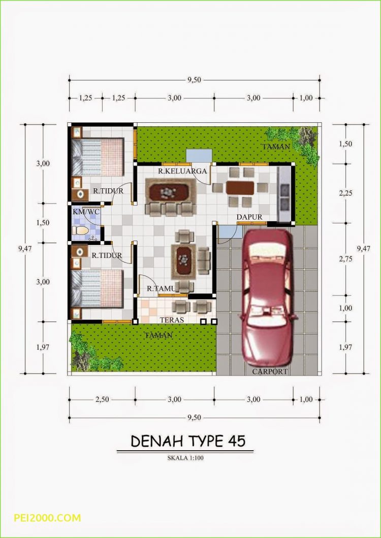 Detail Tata Ruang Rumah Type 42 Nomer 46