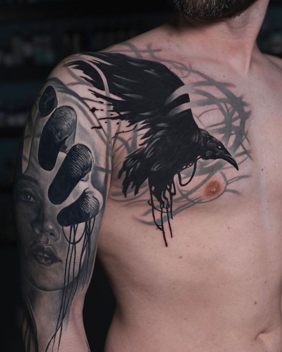 Detail Tato Burung Gagak Nomer 2