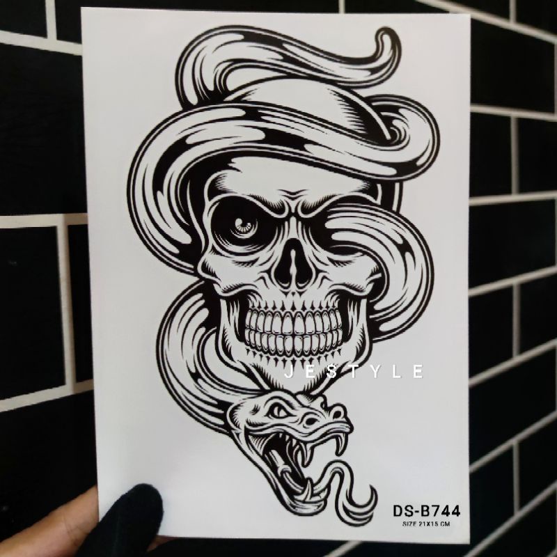 Detail Tato Tengkorak Hitam Putih Nomer 25